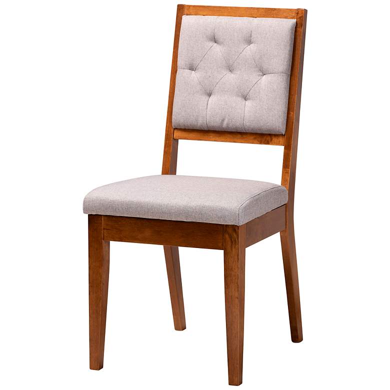 Image 3 Suvi Gray Tufted Fabric Walnut Brown Wood 5-Piece Dining Set more views