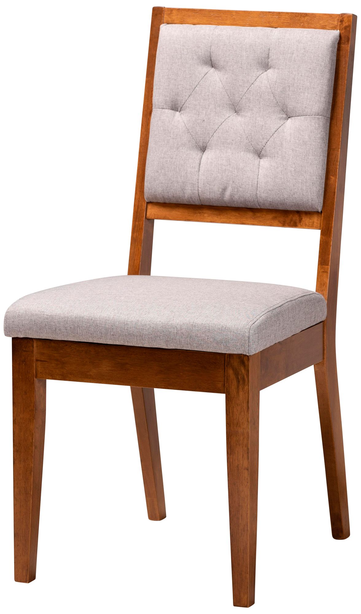 Image 3 Suvi Gray Tufted Fabric Walnut Brown Wood 7-Piece Dining Set more views