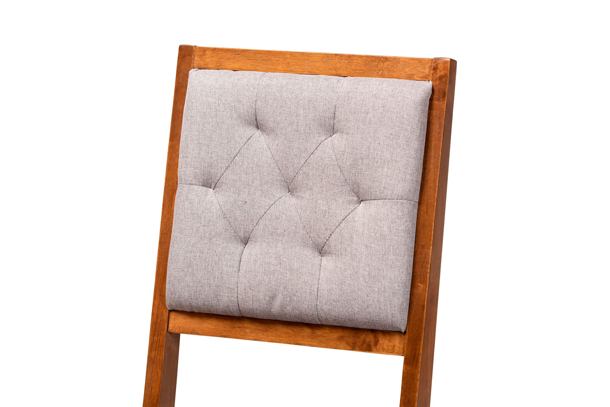 Image 6 Suvi Gray Tufted Fabric Walnut Brown Wood 7-Piece Dining Set more views