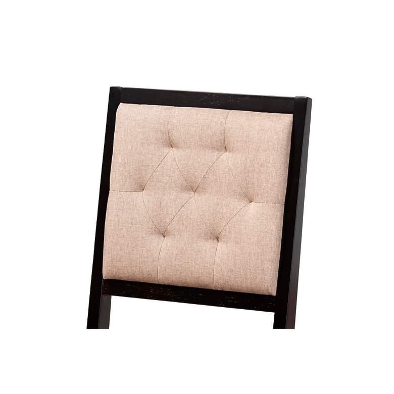 Image 6 Suvi Sand Tufted Fabric Dark Brown Wood 5-Piece Dining Set more views