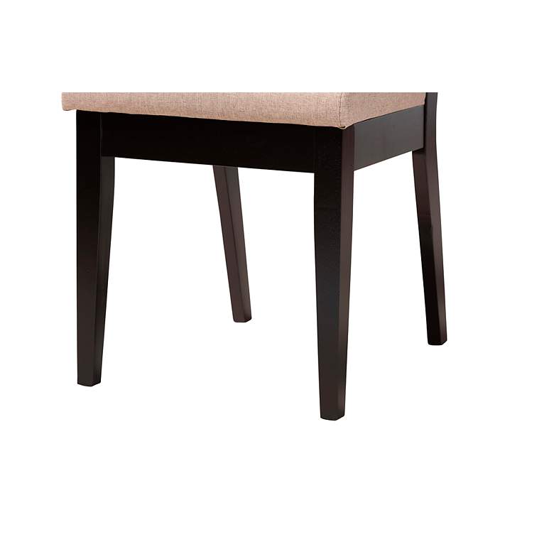 Image 7 Suvi Sand Tufted Fabric Dark Brown Wood 5-Piece Dining Set more views