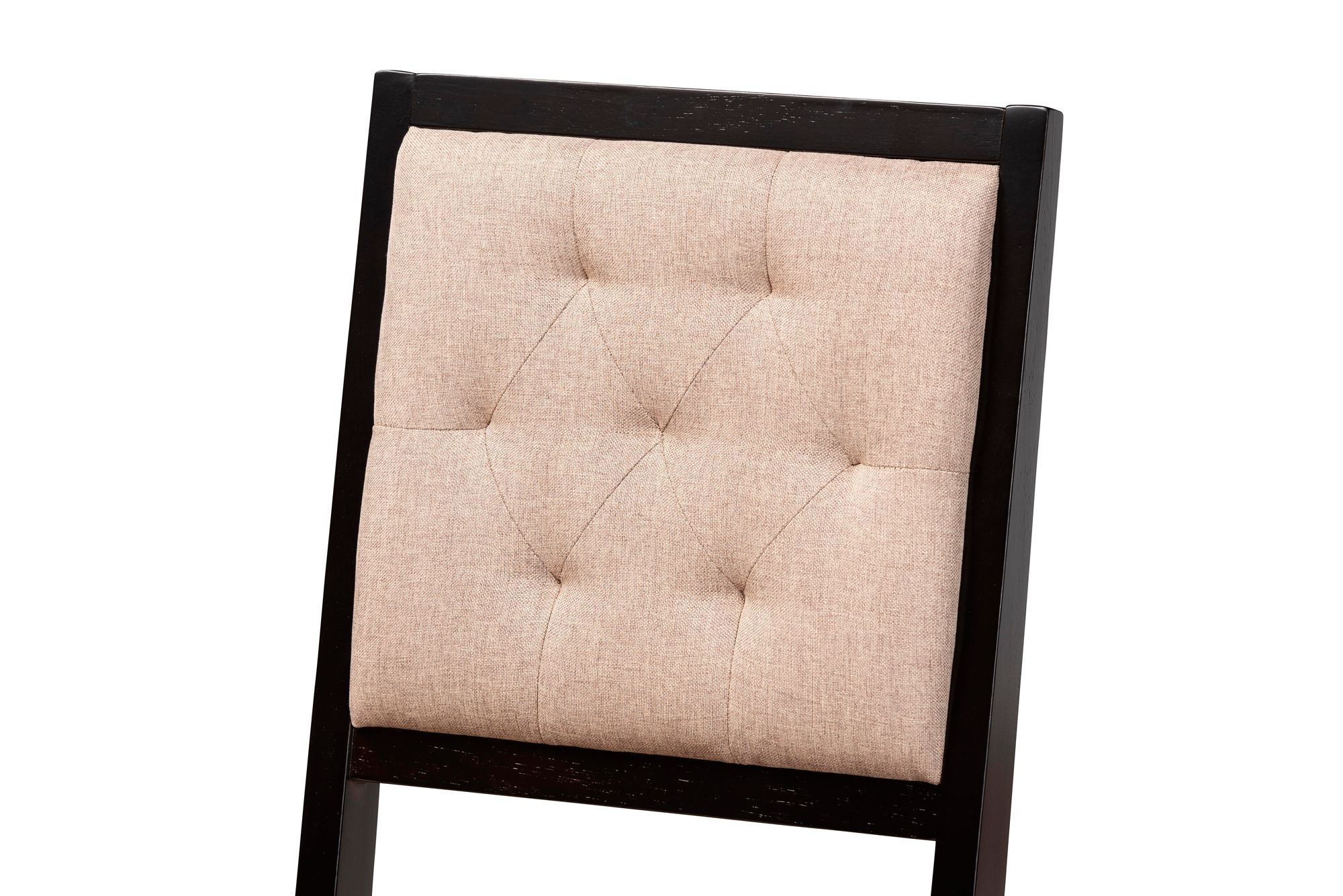 Image 6 Suvi Sand Tufted Fabric Dark Brown Wood 7-Piece Dining Set more views