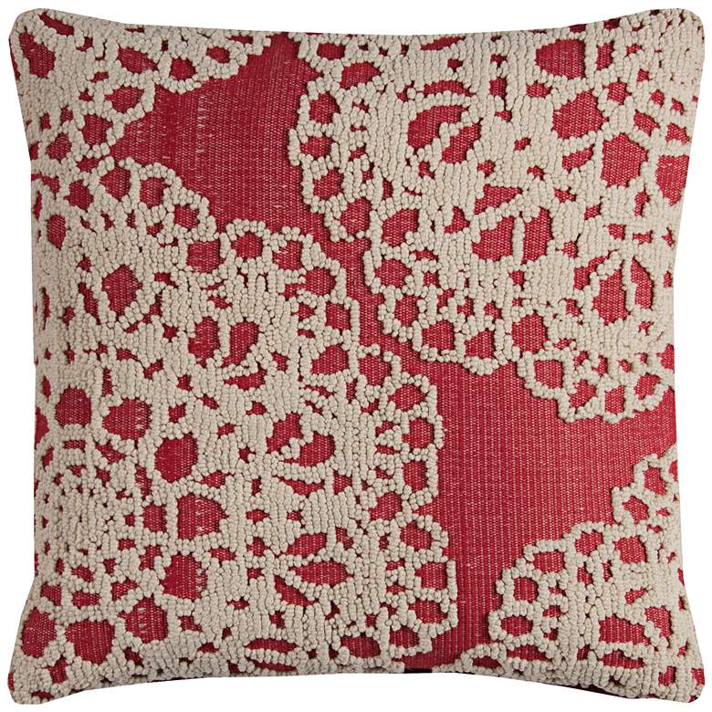 Image 1 Suzana White and Red Textural Medallion 20 inch Square Pillow