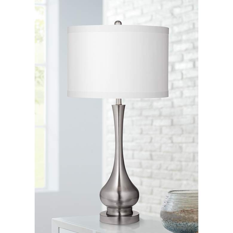 Image 1 Suzanna Brushed Silver Metal LED Table Lamp