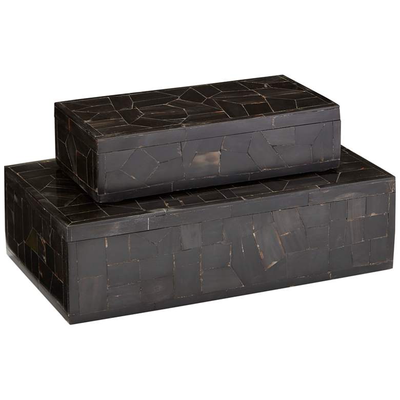 Suze Black Bone Mosaic Decorative Boxes Set of 2