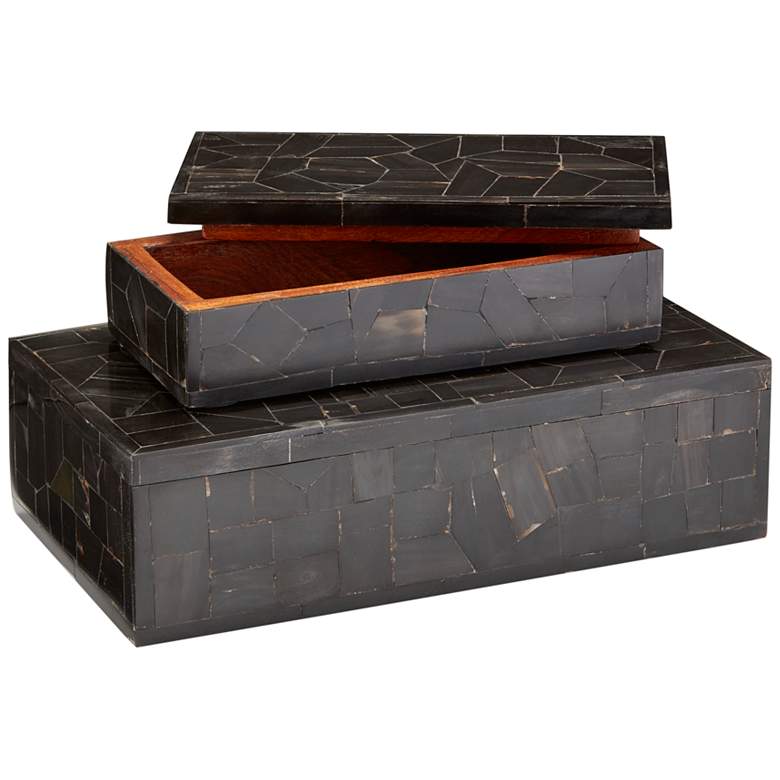 Image 3 Suze Black Bone Mosaic Decorative Boxes Set of 2 more views