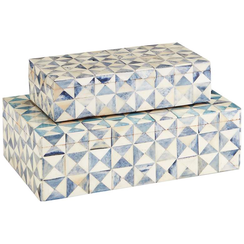 Image 1 Suze Sky Blue and White Decorative Boxes Set of 2