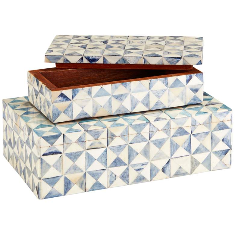 Image 3 Suze Sky Blue and White Decorative Boxes Set of 2 more views