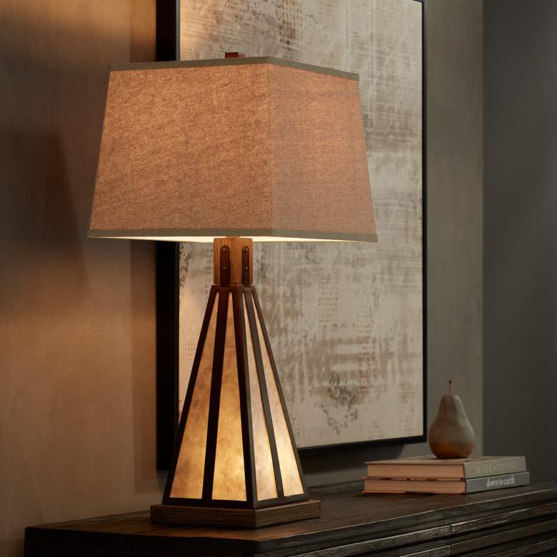 Suzy Bronze and Mica Night Light Table Lamp with USB Port more views