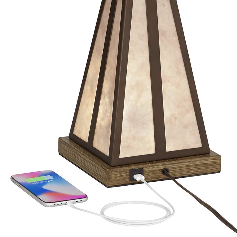 Suzy Bronze and Mica Night Light Table Lamp with USB Port more views