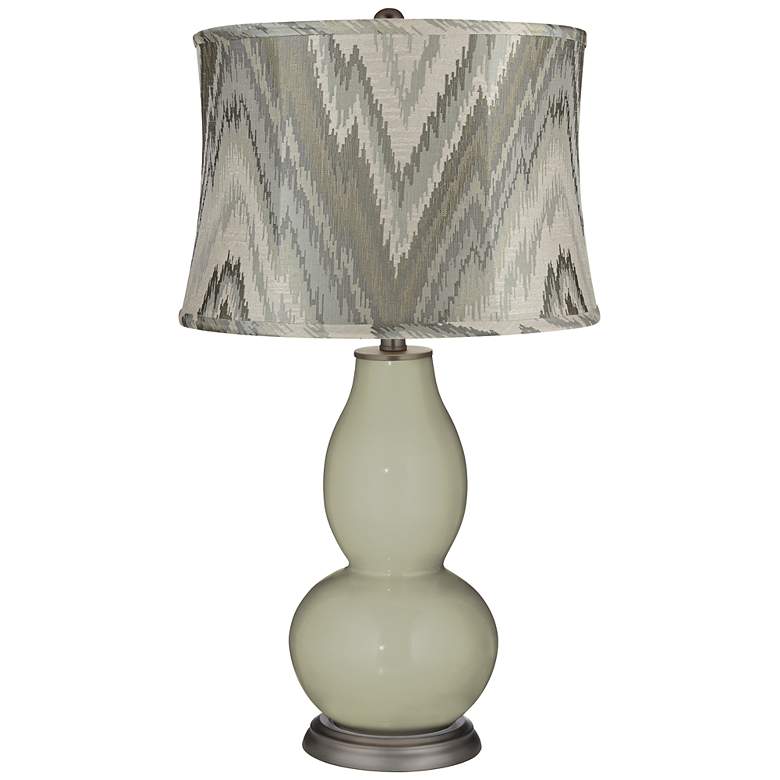 Image 1 Svelte Sage Blue Chevron Shade Double Gourd Table Lamp