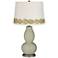 Svelte Sage Double Gourd Table Lamp with Vine Lace Trim