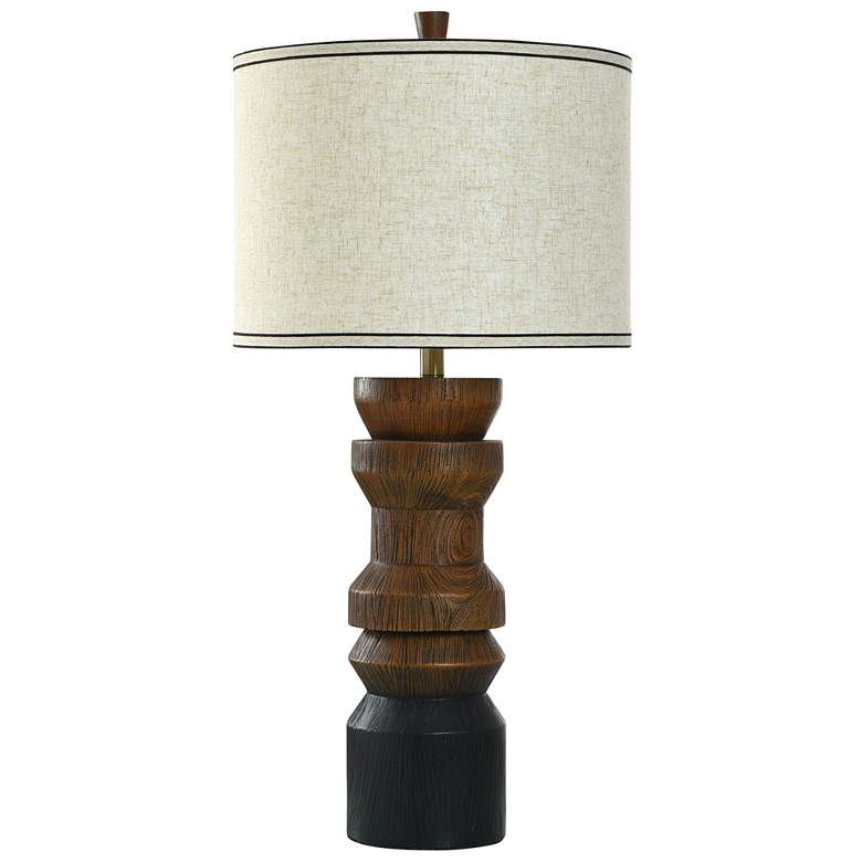 Image 1 Sveltwood 33" High Black Table Lamp w/ Oatmeal And Brown Shade
