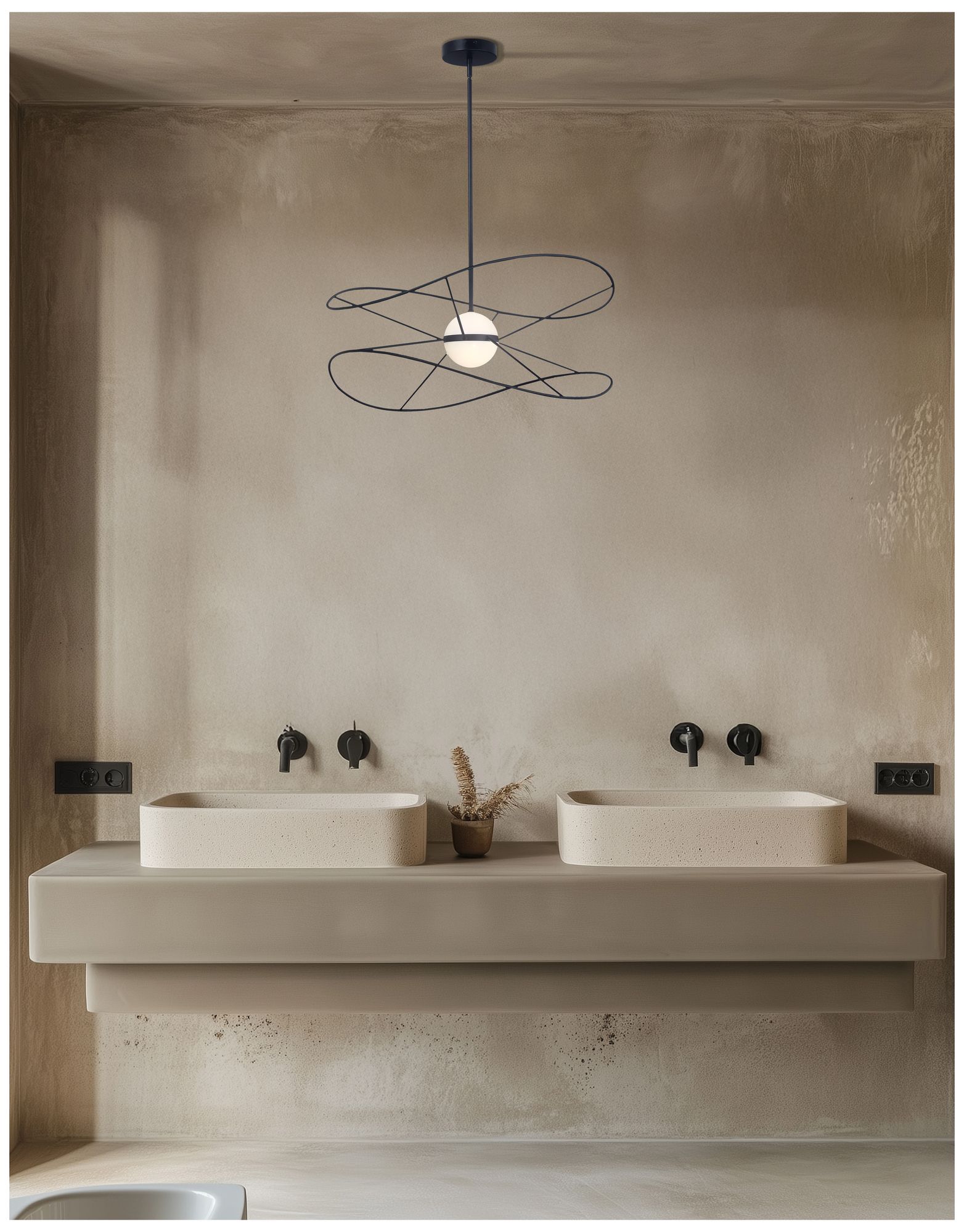 Image 3 Svetlana 24" Wide Matte Black, White Fractional Rods LED Pendant more views