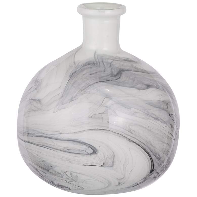 Image 1 Svirla 9.1" White and Black Round Swirl Vase