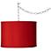 Swag Style 13 1/2" Wide Red Textured Faux Silk Plug-In Chandelier