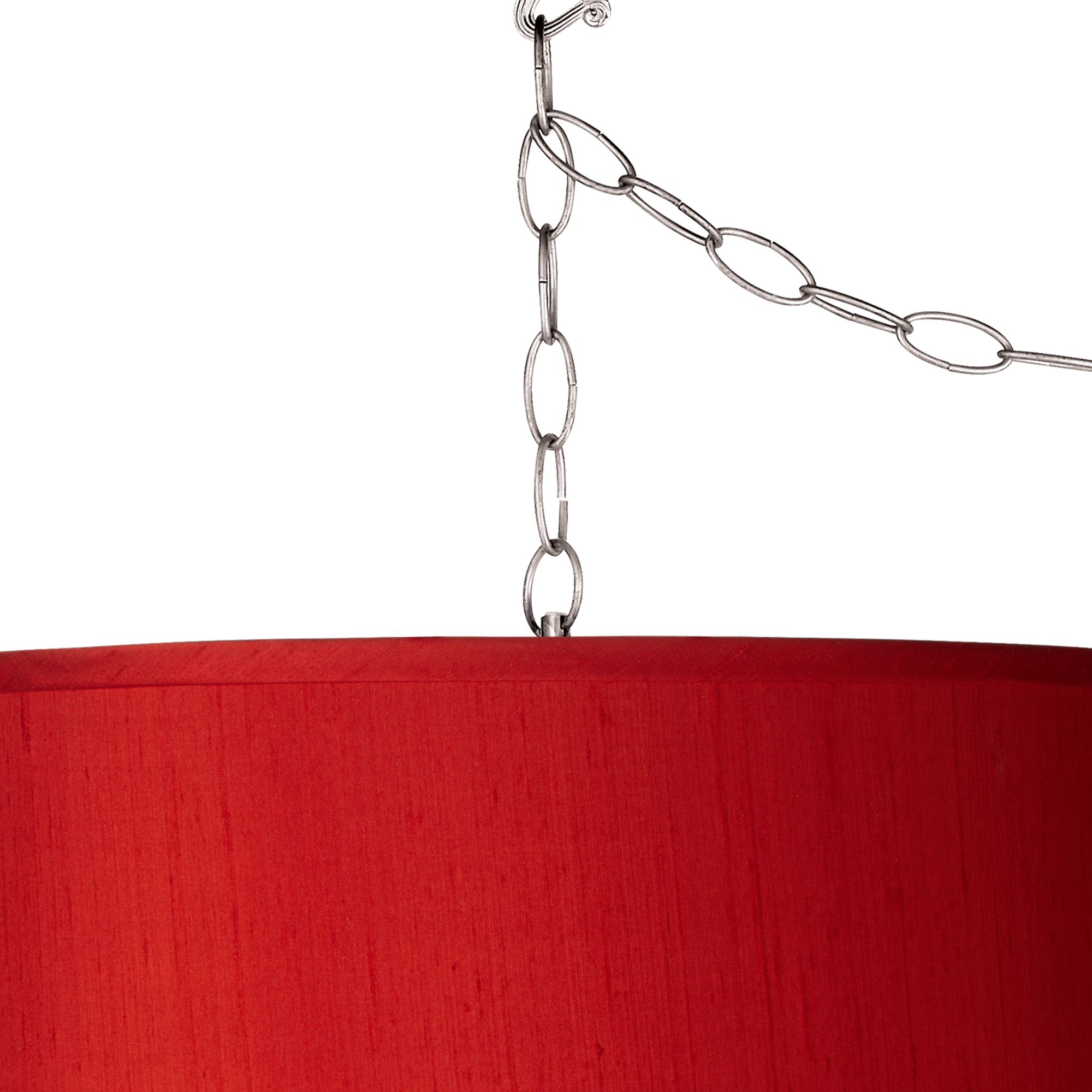 Image 2 Swag Style 13 1/2" Wide Red Textured Faux Silk Plug-In Chandelier more views