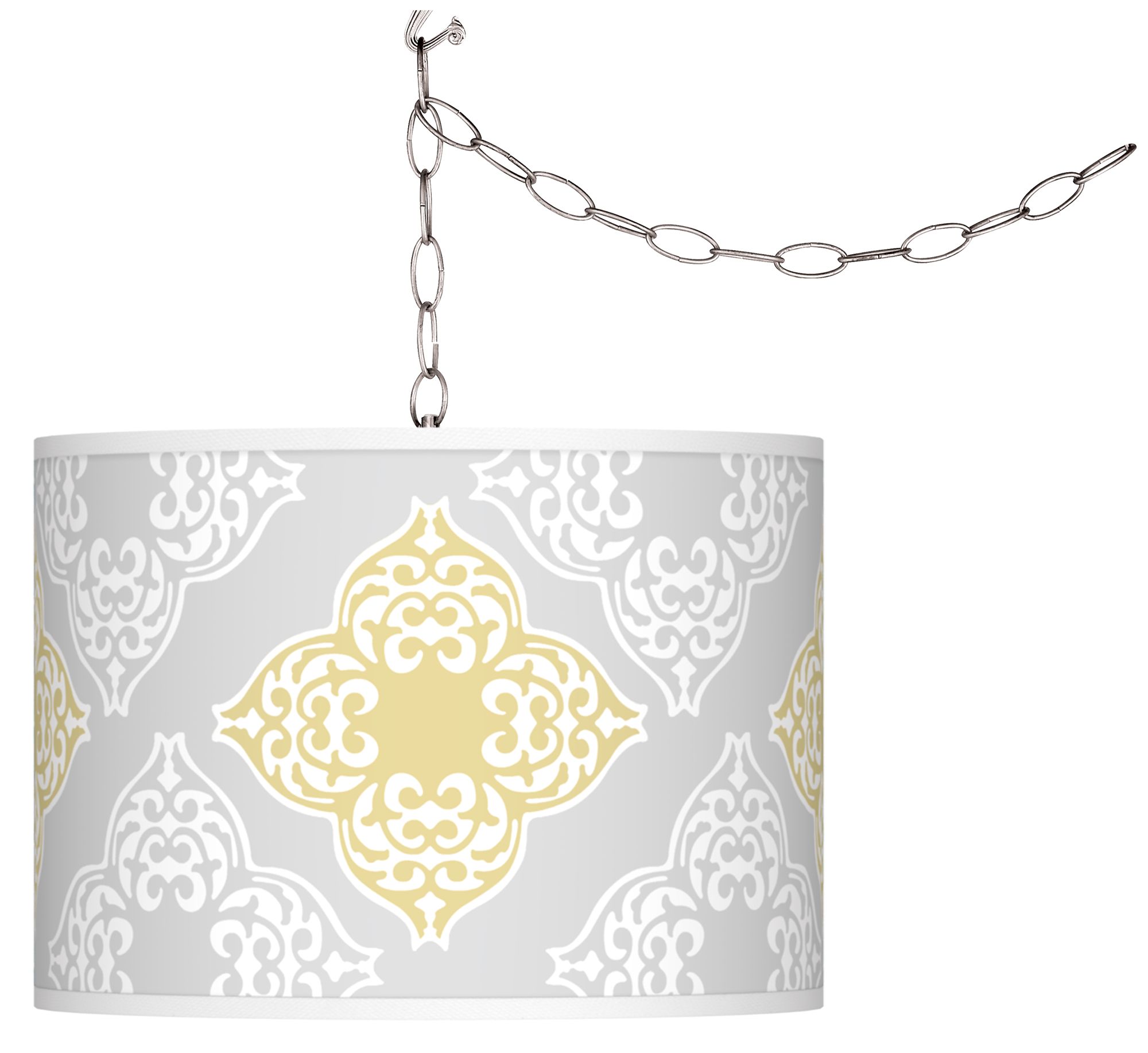 Swag Style Aster Grey Shade Plug-In Chandelier