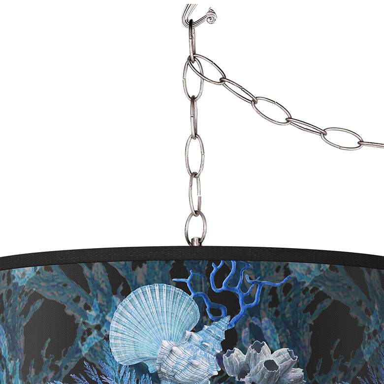 Image 2 Swag Style Blue Seas Giclee Shade Plug-In Chandelier more views