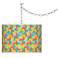 Swag Style Color Sprint Giclee Shade Plug-In Chandelier