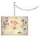 Swag Style Floral Fancy Giclee Shade Plug-In Chandelier