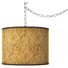 Image1 of Swag Style Golden Versailles Giclee Shade Plug-In Chandelier