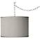 Swag Style Gray Faux Silk Shade Plug-In Chandelier