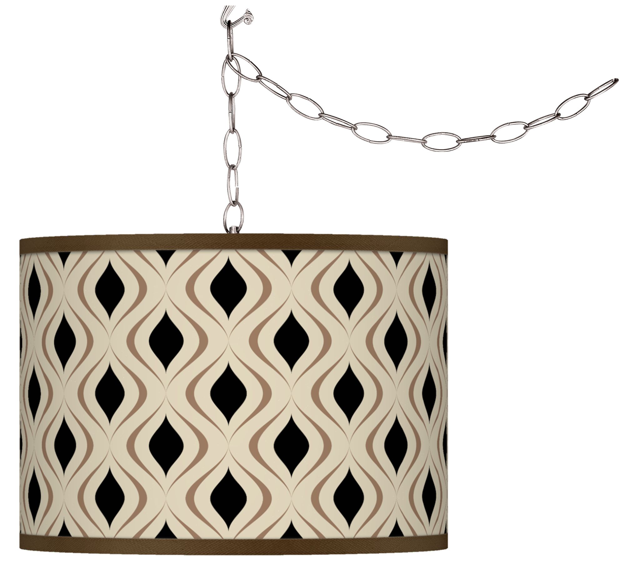 Swag Style Gray Retro Lattice Giclee Plug-In Chandelier