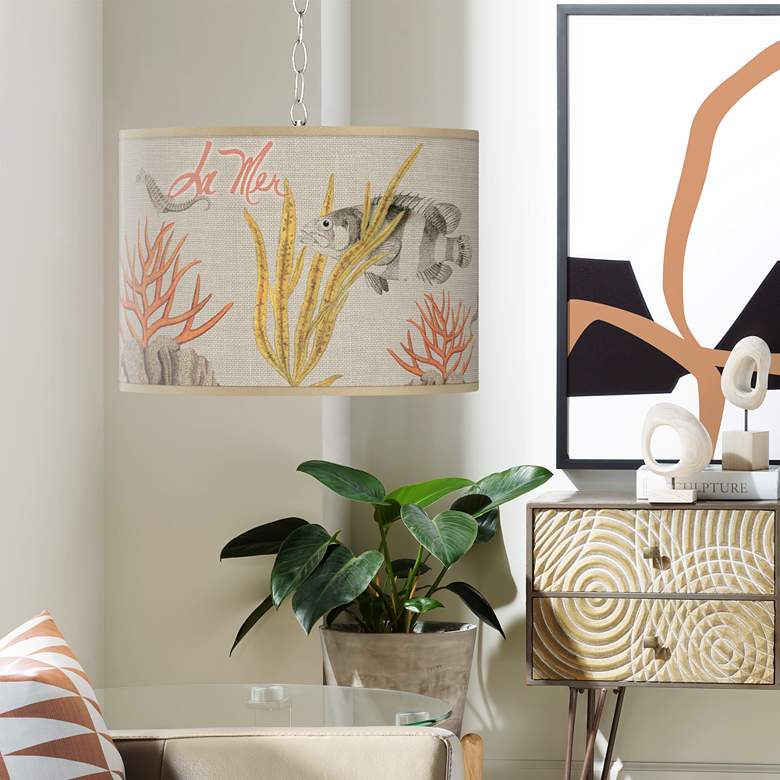 Image 1 Swag Style La Mer Coral Shade Plug-In Chandelier