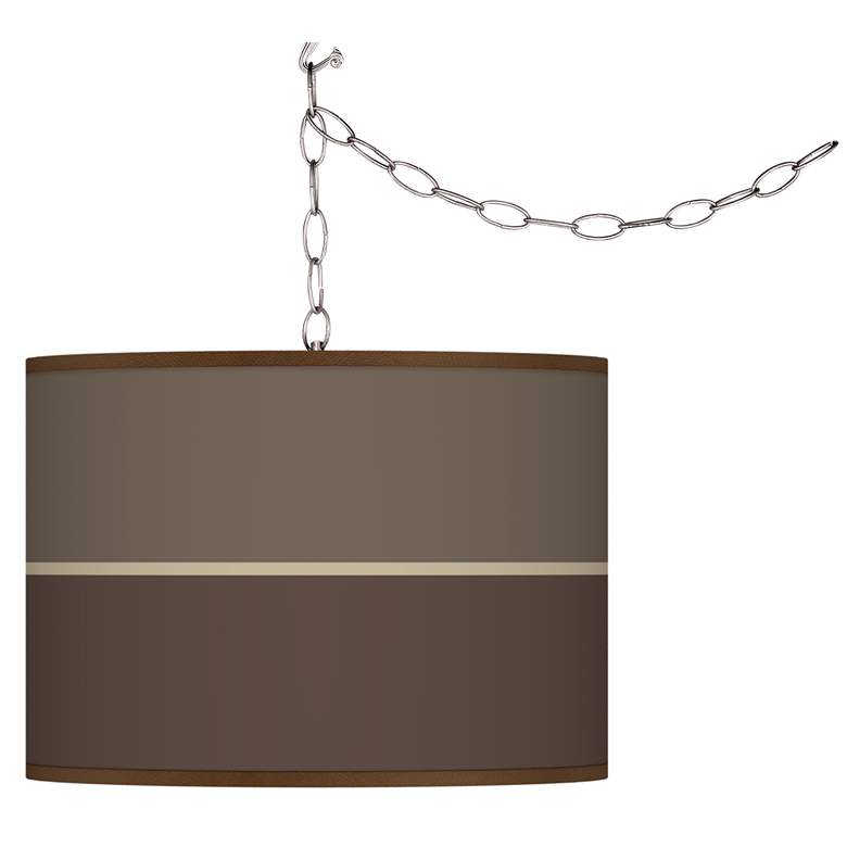 Image 1 Swag Style Lakebed Set Giclee Shade Plug-In Chandelier