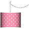 Swag Style Mini Dots Pink Shade Plug-In Chandelier