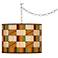 Swag Style Modern Drift Giclee Shade Plug-In Chandelier