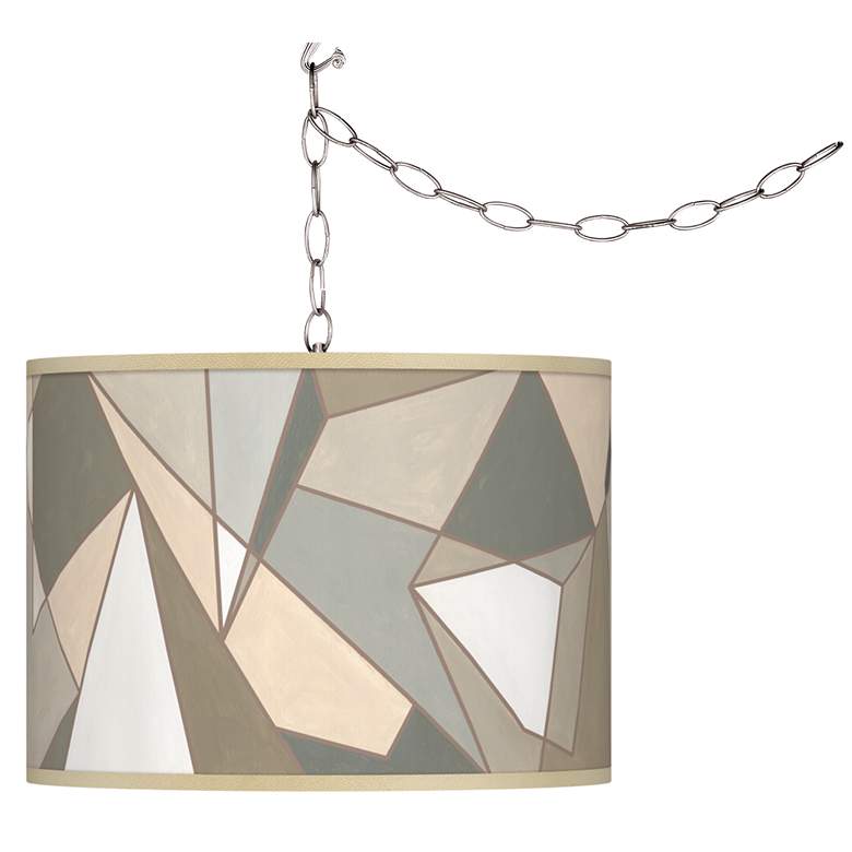 Image 2 Swag Style Modern Mosaic I Giclee Shade Plug-In Chandelier