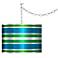 Swag Style Multi Color Stripes Silver Metallic Shade Chandelier