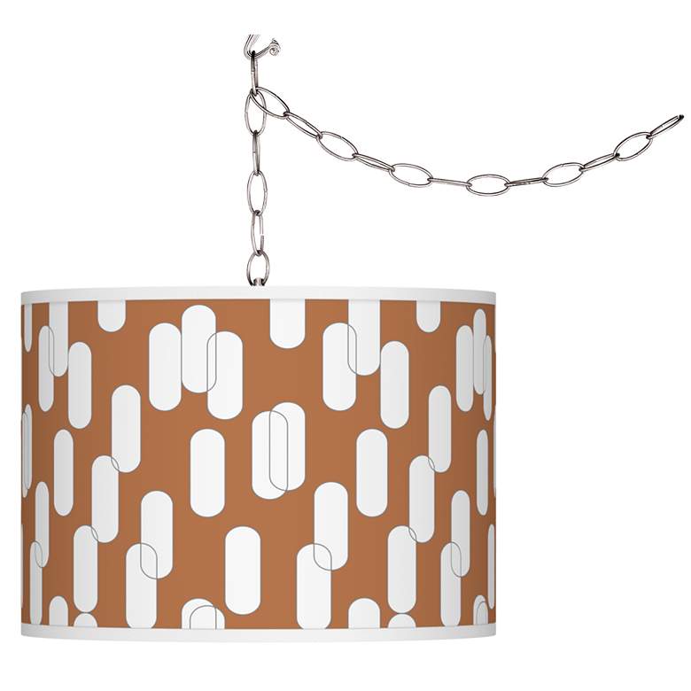Image 1 Swag Style Ovals II Giclee Shade Plug-In Chandelier