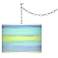 Swag Style Pastel Sea Giclee Shade Plug-In Chandelier