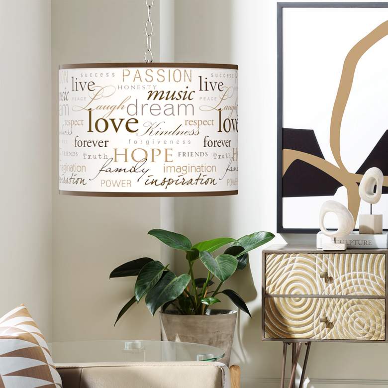 Image 1 Swag Style Positivity Shade Plug-In Chandelier