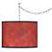 Swag Style Red Abstract Giclee Shade Plug-In Chandelier