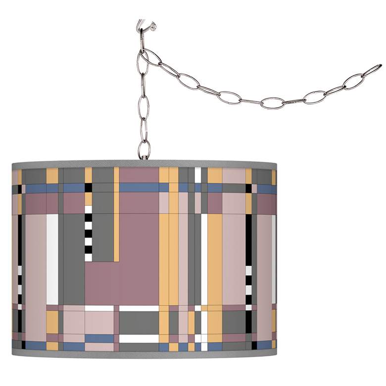 Image 1 Swag Style Simplicity Giclee Shade Plug-In Chandelier