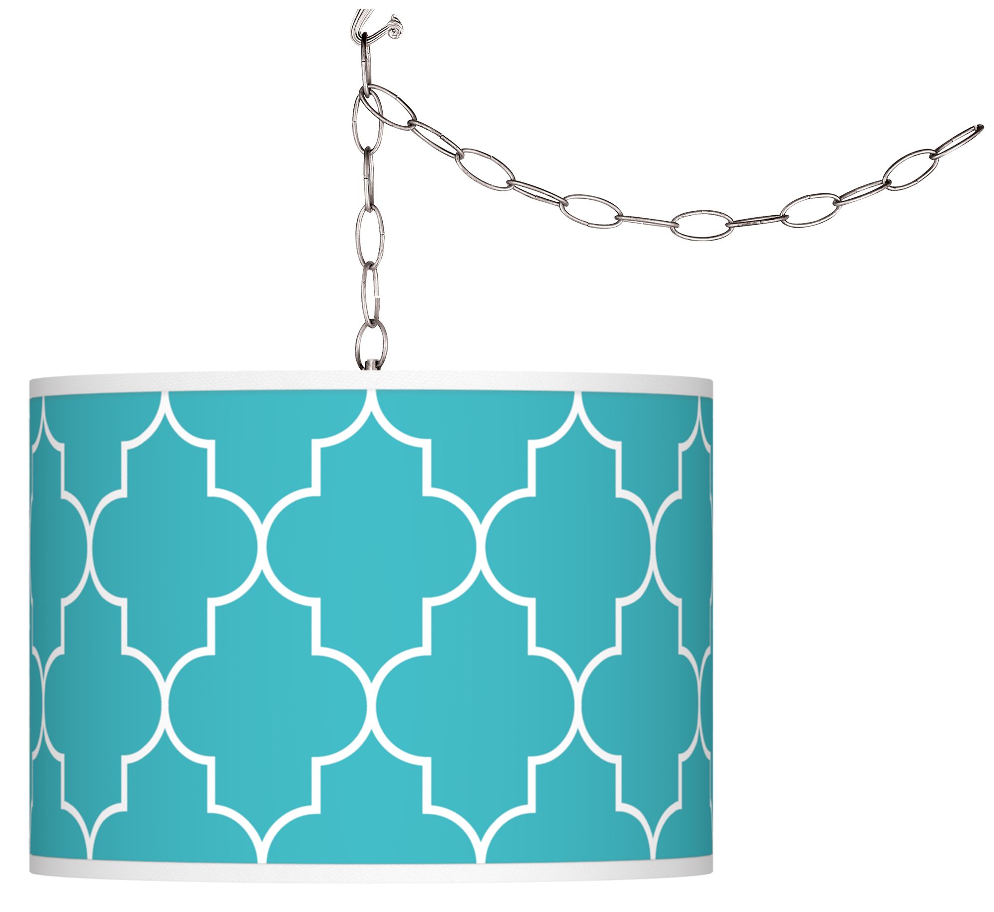 Swag Style Tangier Blue Shade Plug-In Chandelier