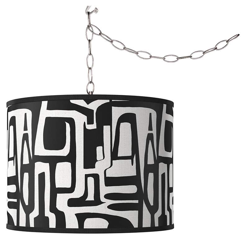 Image 1 Swag Style Tempo Giclee Shade Plug-In Chandelier