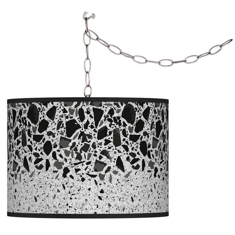 Image 1 Swag Style Terrazzo Giclee Shade Plug-In Chandelier