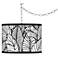 Swag Style Tropical Leaves Giclee Shade Plug-In Chandelier