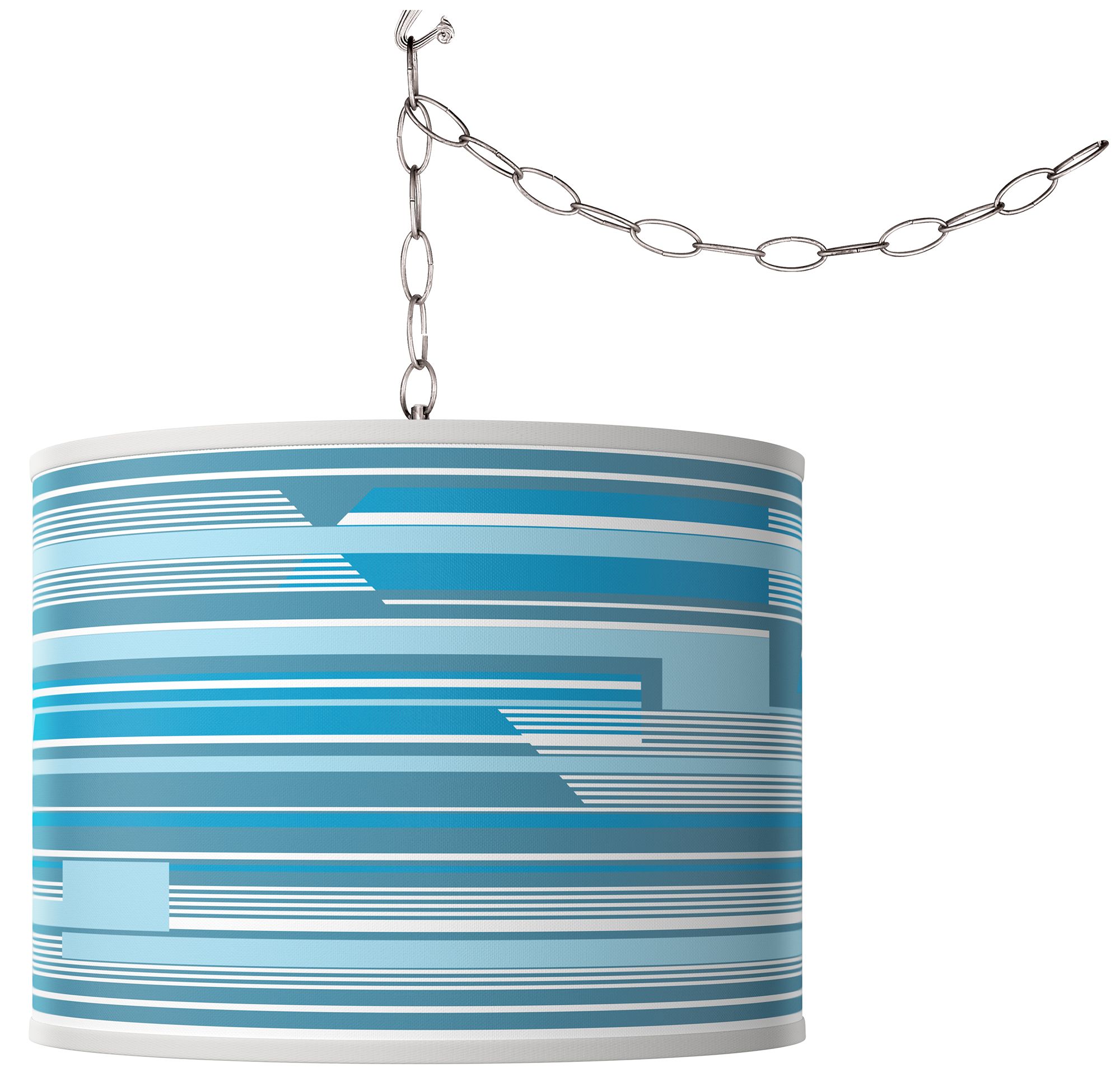 Image Swag Style Urban Stripes Giclee Shade Plug-In Chandelier