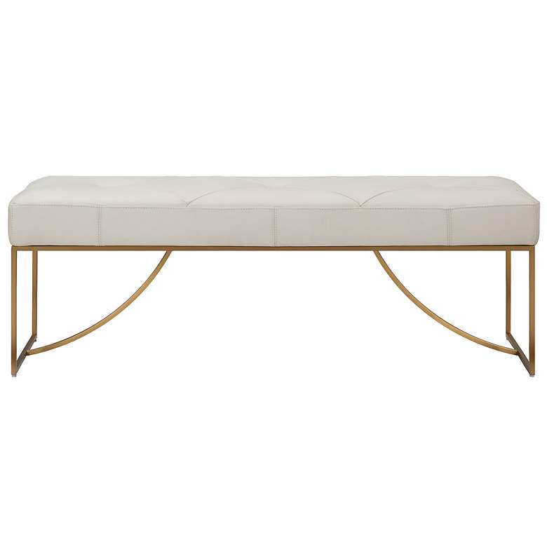 Image 2 Swale 53" Wide White and Brass Bench