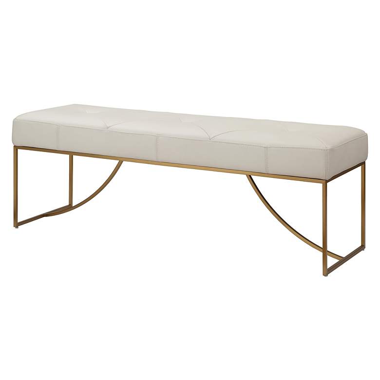 Image 4 Swale 53" Wide White and Brass Bench more views