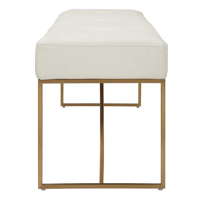Image 5 Swale 53" Wide White and Brass Bench more views