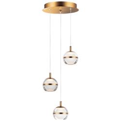 Swank 11 3/4"W Natural Aged Brass 3-Light LED Mini Pendant