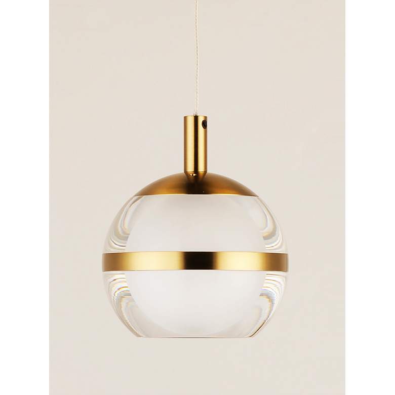 Image 6 Swank 11 3/4"W Natural Aged Brass 3-Light LED Mini Pendant more views