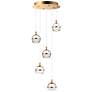 2_Swank 15" Wide Brass Metal 5-Light LED Pendant